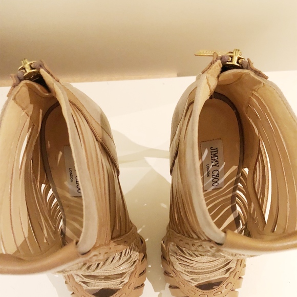 Authentic JIMMY CHOO open toe bootie 38 beige - Picture 4 of 5